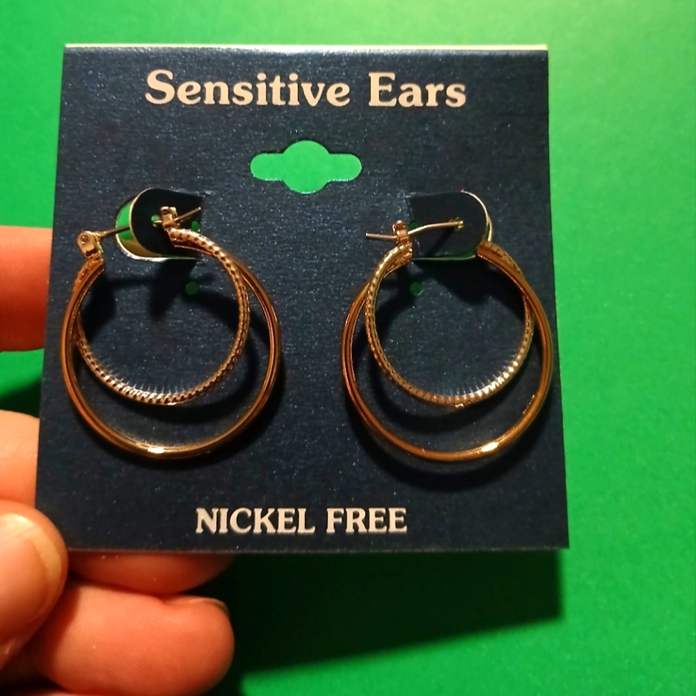 Gold Double Hoop Earrings for Sensitive Ears